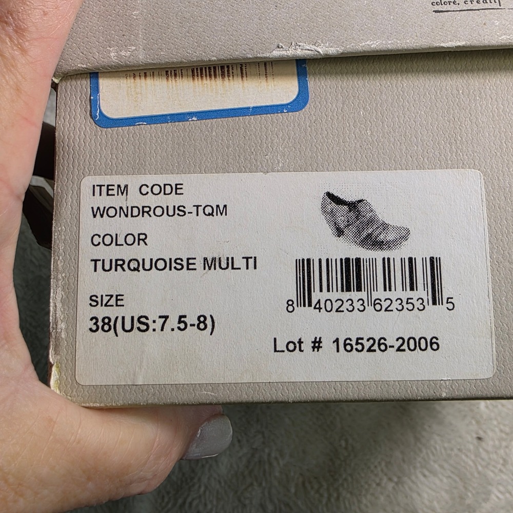 L'Artiste Wondrous Turquoise Green Blue Leather Booties Heels Womens 38 7 NEW - Picture 10 of 10